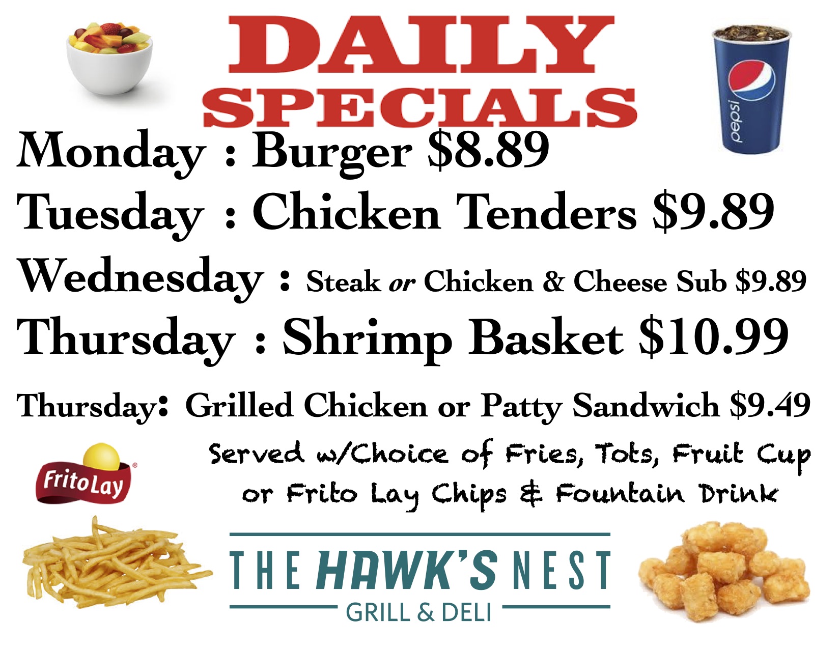 Daily outlet grill menu